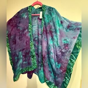New Soft Surroundings Relaxed Fit Multicolor Kimono Jacket Unique Maximalist